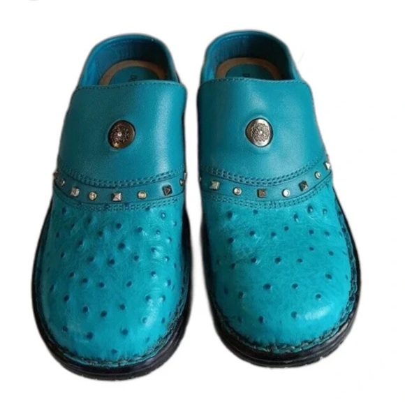 Double H Boots Other - Double H Boots  kids Turquoise Leather Size 11 D Slide-On Clogs Shoes